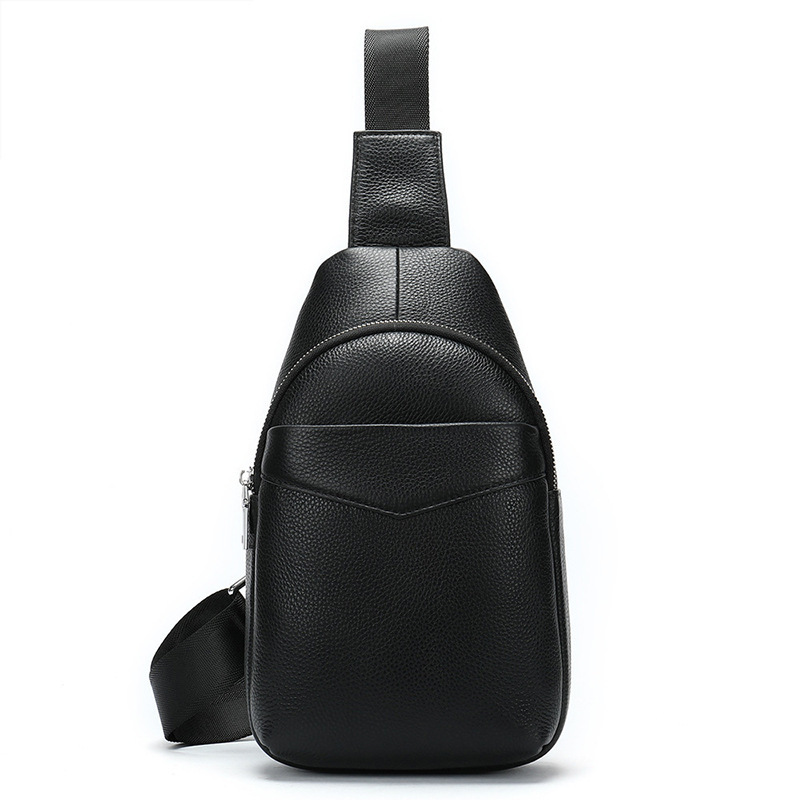 Men's Top Layer Cowhide Leather Diagonal Cross Cycling Single Shoulder Diagonal Backpack - Image 4
